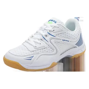 Chaussures de tennis professionnelles en mesh blanc et bleu avec semelle en gomme durable