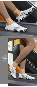 Detail of white breathable mesh water shoes with non-slip rubber sole on a treadmill