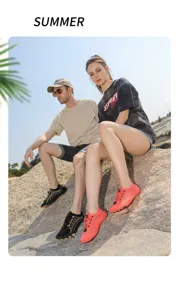 Detail of lightweight breathable quick-dry water shoes with anti-slip rubber sole for hiking