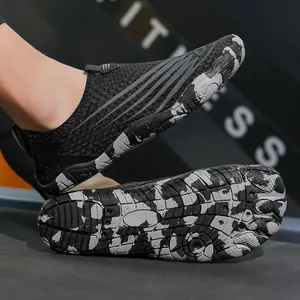 Versatile non-slip water shoes with breathable mesh and camo rubber sole for hiking