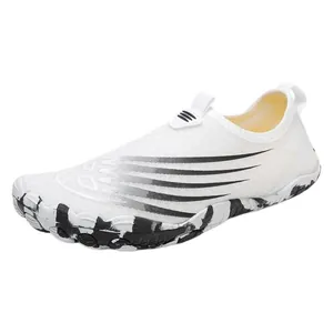 White quick-dry water shoes with non-slip rubber soles for hiking and beach sports