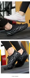 Detail of quick-dry water shoes with breathable mesh and anti-slip rubber sole
