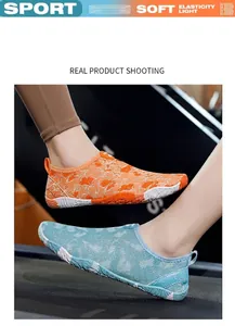 Macro detail van ademende amfibische schoenen met antislip rubberen zool voor fitness