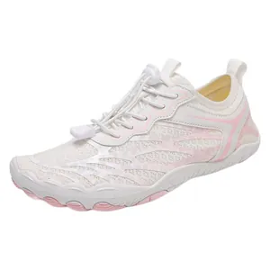 Quick-dry five-finger water shoes for outdoor surfing and yoga in white and pink