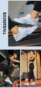 Détails de chaussures de sport blanc et bleu pour fitness, vélo et saut à la corde