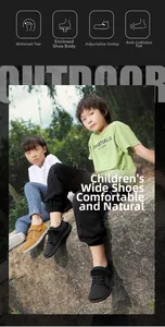 Kids barefoot sneakers featuring a wide toe box and adjustable velcro straps for outdoor play