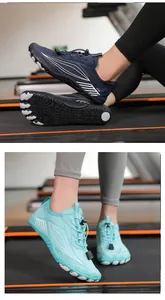 Detail of breathable mesh barefoot shoes with quick-dry fabric and non-slip rubber soles
