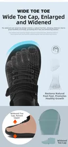 Macro view of wide toe box design for children barefoot shoes with breathable fabric