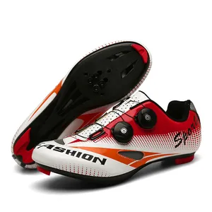 Scarpe da ciclismo pro con doppia chiusura a rotella e mesh traspirante rosso