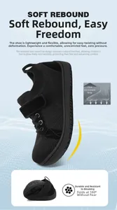 Detailed view showing non-slip rubber sole and 180-degree flexibility of toddler barefoot shoes