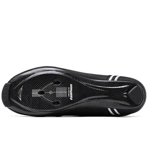 Close-up of carbon fiber bicycle shoe sole with stiffness index 10.0 and weave pattern