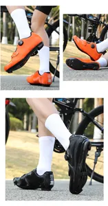 Detailed view of professional cycling shoes with knob closure and ventilated synthetic upper