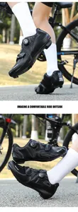 Detail of professional cycling shoes with side rotary buckle, breathable holes and speed logo