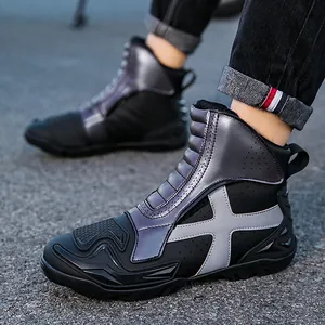 Botas de moto resistentes para hombre con malla transpirable y suela antideslizante