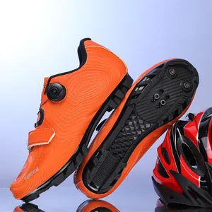 Pro cycling shoes in orange with BOA dial closure and breathable micro-perforations