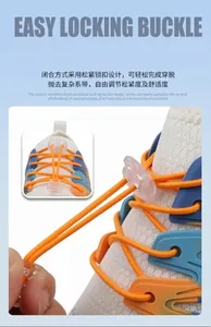 Detalle del sistema de hebilla elástica naranja para calzado deportivo de cierre rápido