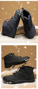 Detailansicht winterlicher Schneestiefel mit Plüschfutter und robuster Antirutschsohle