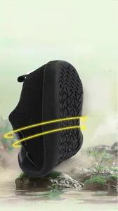 Macro detail of flexible barefoot shoe showing soft rebound and durable mesh texture