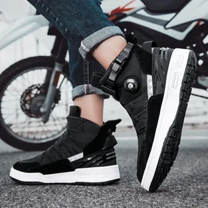 Wasserdichte Motorradstiefel für Herren mit Drehverschluss und rutschfester Gummisohle