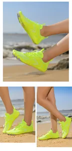 Dettagli di scarpe da scoglio verde fluo ad asciugatura rapida con lacci elastici regolabili