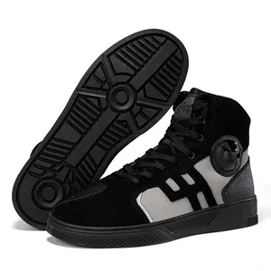 Unisex High Top Motorcycle Riding Shoes Waterproof Protective Suede Leather Racing Boots With Side Zipper Anti Slip Sole
