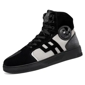 Waterproof motorcycle riding boots for men featuring high-top anti-slip protective gear