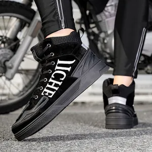 Waterproof high-top motorcycle riding shoes for men with TICHE embroidery and rubber soles
