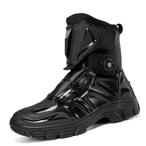 Professional Waterproof Motorcycle Riding Boots For Men Women High Top Protective Racing Shoes With Mechanical Knob System
