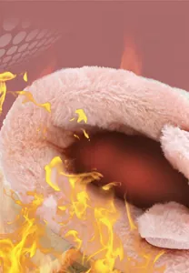 Macro view of plush thermal lining in warm pink showing thick fleece insulation detail