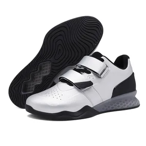 Professional Weightlifting Shoes Men Women Squat Training Shoes Double Hook Loop Straps TPU Support Non-Slip Rubber Sole Powerlifting Gym Sneakers