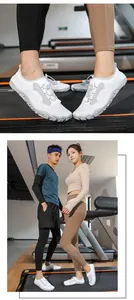Close-up of breathable mesh water shoes with non-slip rubber soles for gym and outdoor