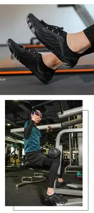 Action shots of quick-dry barefoot sports shoes used for treadmill running and gym workouts