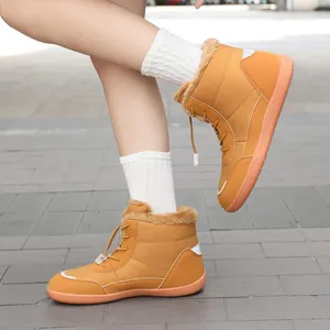 Ginger yellow waterproof winter snow boots for men and women with warm fleece lining