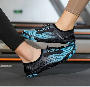 Blue quick-dry water shoes with anti-slip rubber soles for indoor treadmill workouts