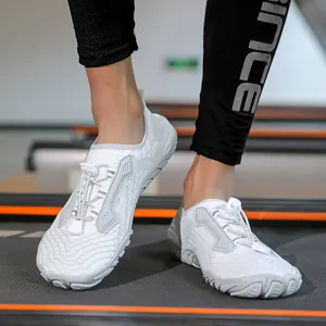 White minimalist quick-dry barefoot water shoes with breathable mesh and anti-slip sole