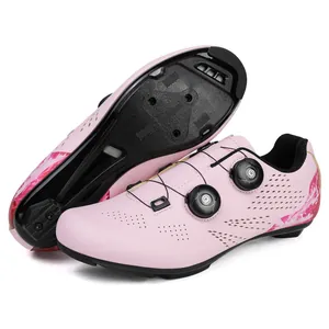 Professional Road Mountain Cycling Shoes Dual Rotary Knobs Breathable Synthetic Leather Hard Sole Biking Shoes For Men Women