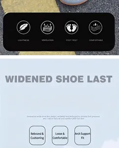Close-up of wide toe box design on breathable knit walking shoes for comfort