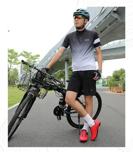 Set completo da ciclismo traspirante da uomo con maglia, pantaloncini e scarpe rosse