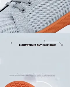 Detail view of fly-knit upper and textured orange rubber sole for enhanced grip and traction