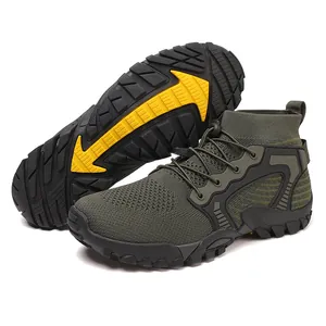 Heren Outdoor Wandelschoenen Ademend Fly-knit Brede Teen Wandelschoenen Lichtgewicht Antislip Rubberen Zool Casual Sneakers Voor Heren