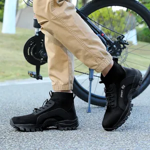 Zapatillas de senderismo negras transpirables para hombre con suelas de goma resistentes
