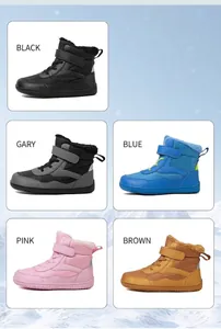 Winter snow boots with thick faux fur lining and non-slip rubber soles for children