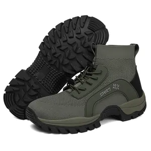 Zapatillas de senderismo verde oliva de puntera ancha con tejido transpirable y suela de goma