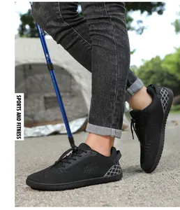 Detail of children's minimalist barefoot shoe with breathable mesh and anti-slip sole