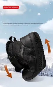 Flexible and bendable outsole detail of black kids waterproof winter snow boots