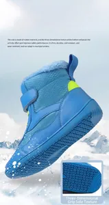 Detailed view of kids waterproof snow boots with thick faux fur lining and anti-slip sole