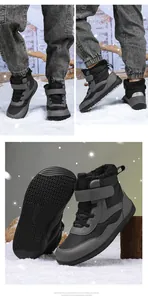 Detailed view of kids winter snow boots with anti-slip EVA sole and warm fleece lining