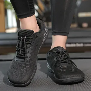 Kids barefoot running shoes with breathable mesh and quick laces for outdoor hiking