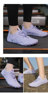 Chaussures d'eau violettes séchage rapide avec mesh respirant et semelles antidérapantes