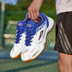 Scarpe da badminton pro bianco-blu con suola in gomma antiscivolo per sport indoor